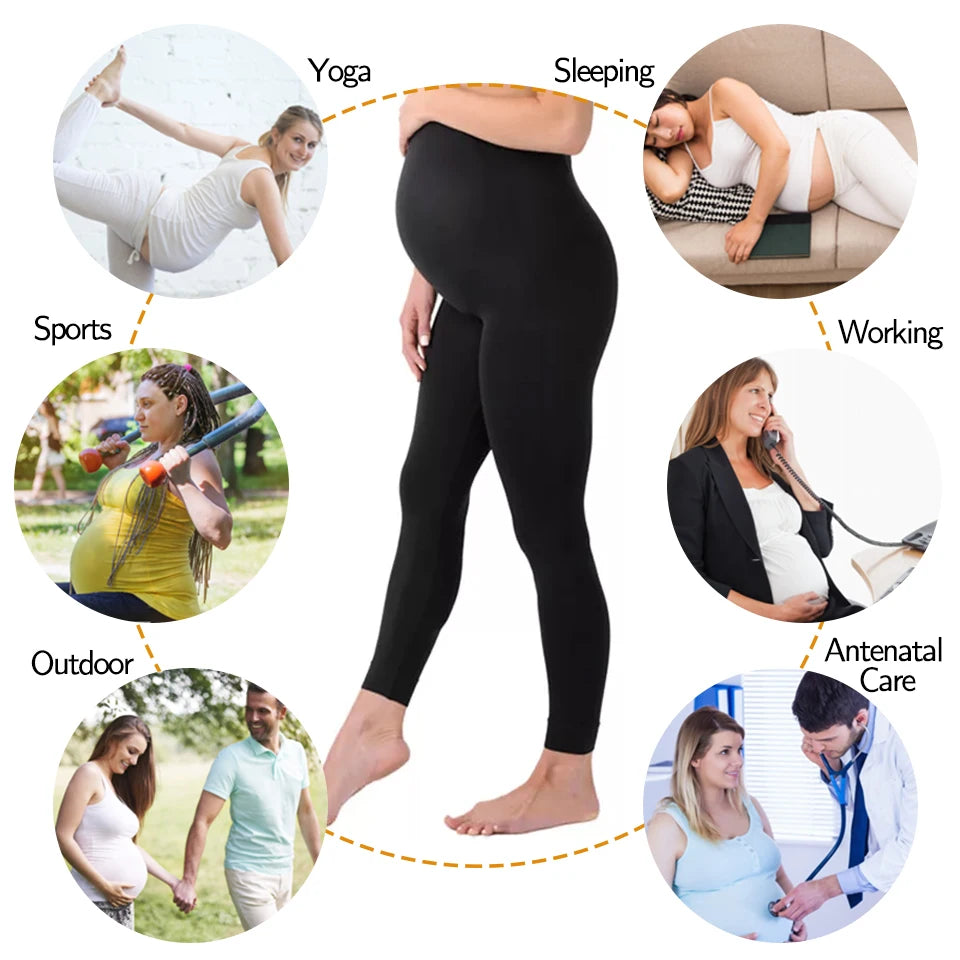 CowLost | product_id-high-waist-maternity-leggings-with-belly-support-skinny-knit-pants |22