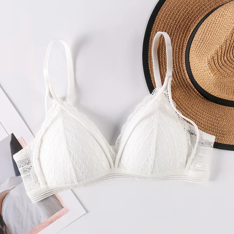 CowLost | product_id-floral-lace-wire-free-push-up-bra-with-light-pads-for-women |9