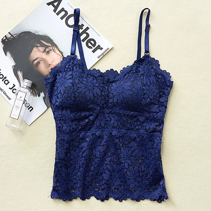 CowLost | product_id-womens-floral-lace-non-wire-bralette-with-adjustable-straps-and-removable-pads |13