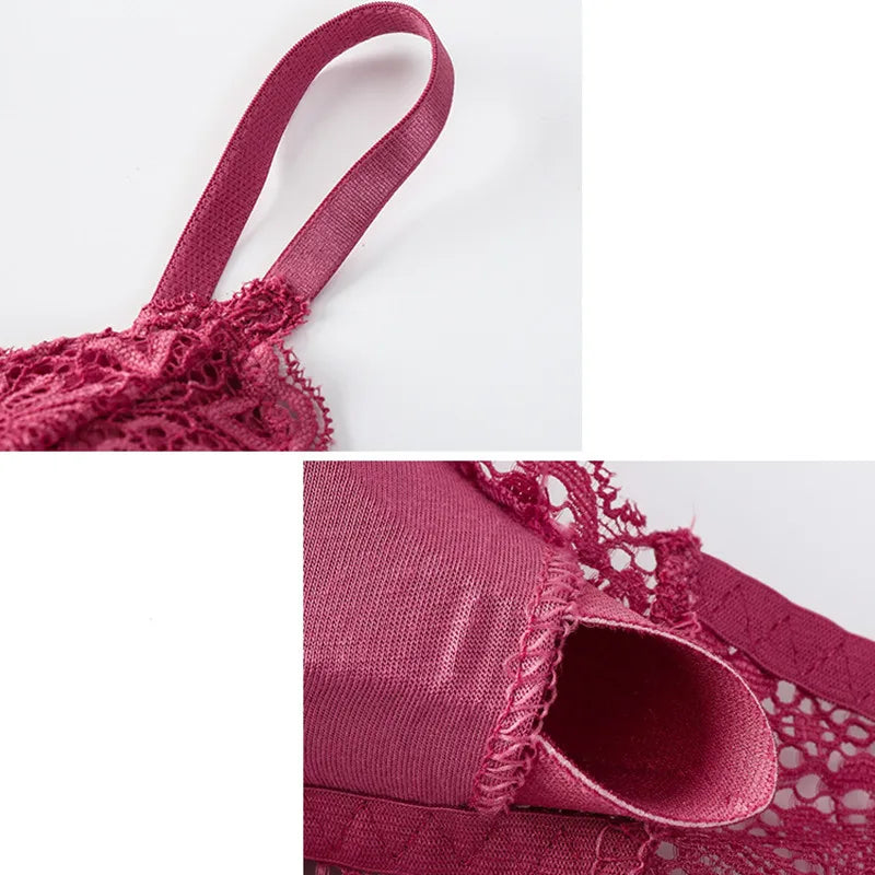 CowLost | product_id-women-floral-lace-wire-free-push-up-bra-and-low-rise-panties-set |10
