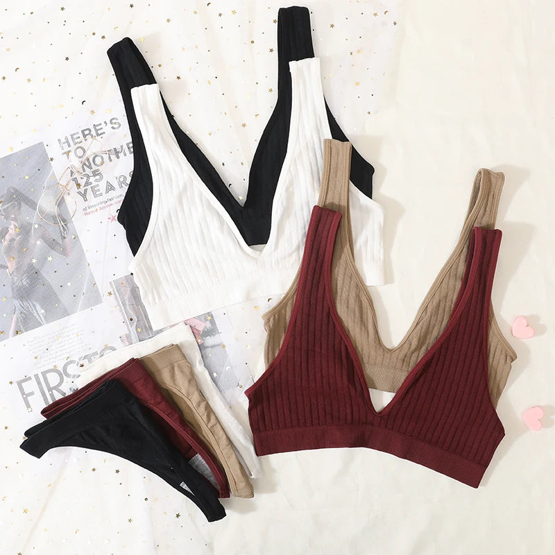 CowLost | product_id-seamless-wirefree-push-up-bra-low-waist-thong-set-with-ribbed-sport-bralette-for-women |9