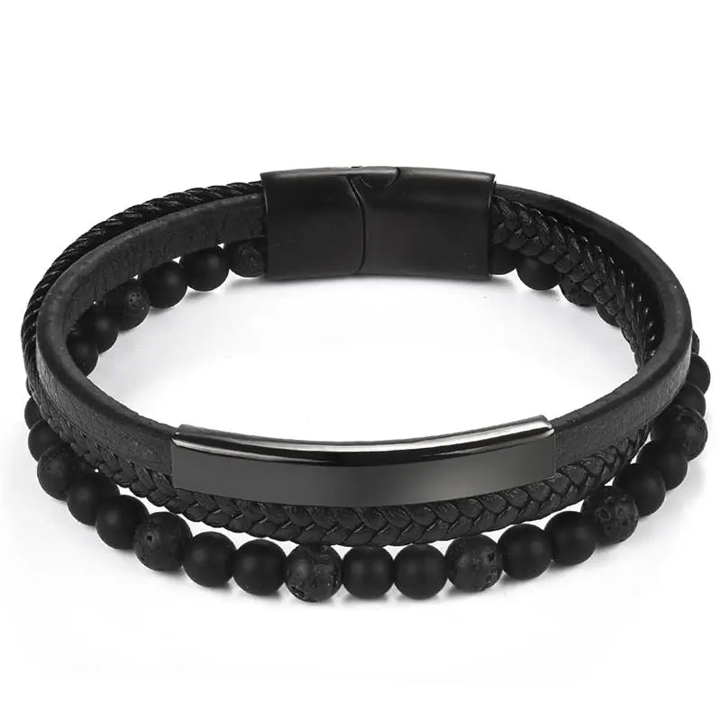 CowLost | badge-pass-holders-mens-natural-stone-beads-multilayer-leather-bracelet-with-magnetic-clasp |26