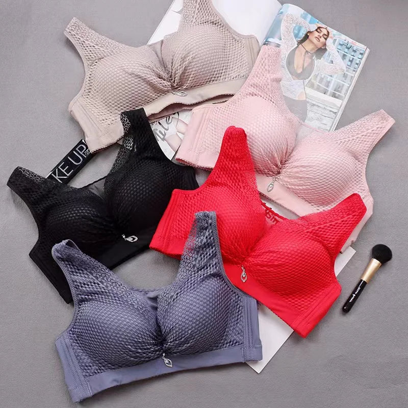 CowLost | product_id-sexy-lace-seamless-wire-free-push-up-bra-with-gather-support-anti-sagging-thin-molded-cups-large-size |25