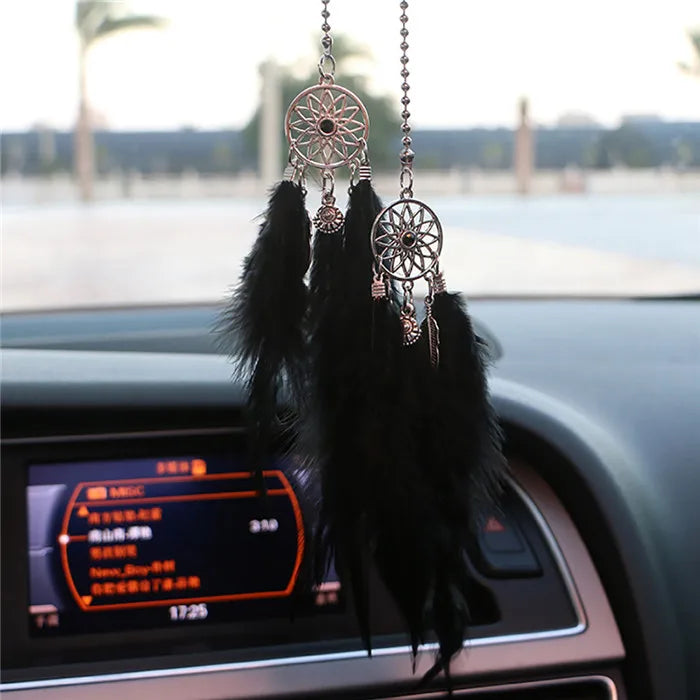 CowLost | product_id-mini-dream-catcher-car-pendant-wind-chime-feather-decoration-handmade-gift |18