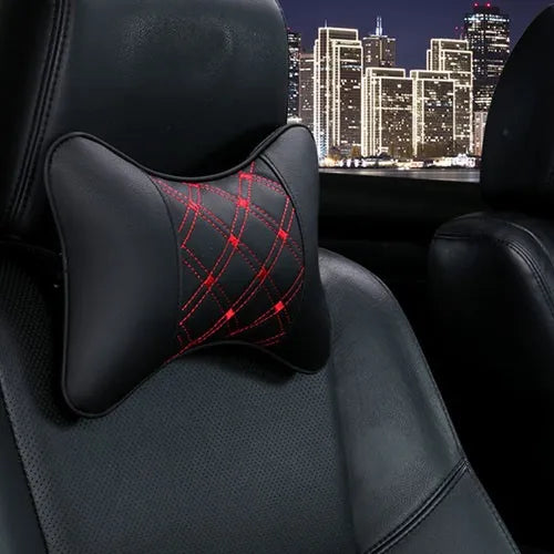 CowLost | coffee-product_id-universal-car-neck-pillow-pu-leather-headrest-cushion-black-red-easy-install-clean |23
