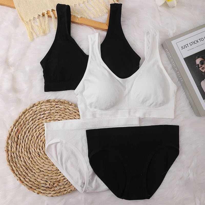 CowLost | product_id-women-seamless-wire-free-sports-bra-low-waist-briefs-set-comfortable-lingerie |11