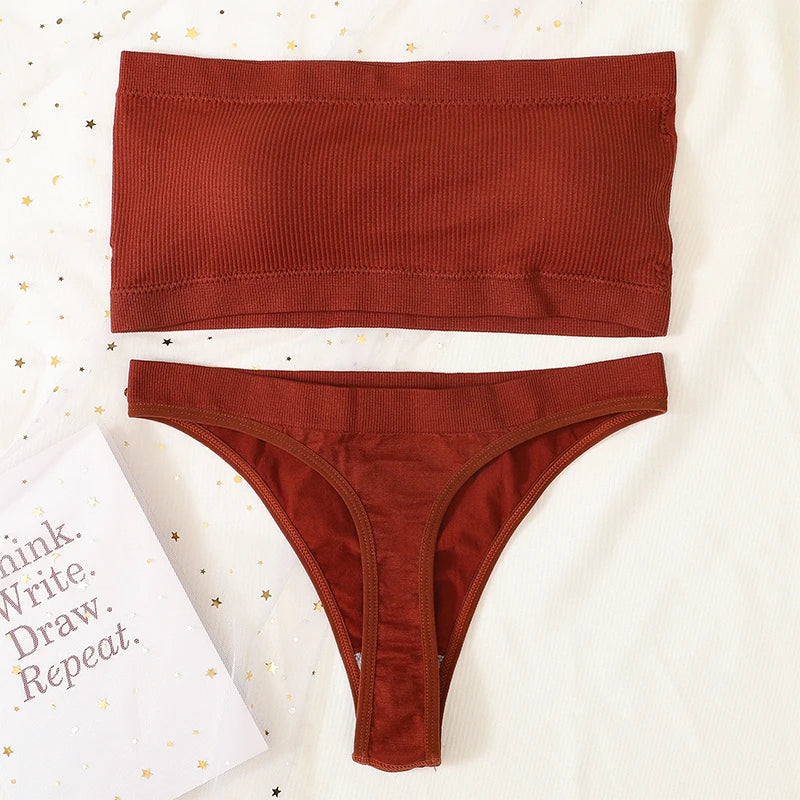CowLost | product_id-women-seamless-strapless-wire-free-push-up-bra-brazilian-panty-set |26