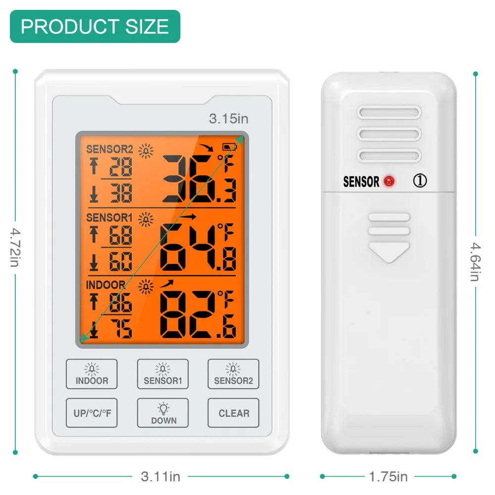Wireless Digital Freezer and Fridge Thermometer with Weather Forecast 2020