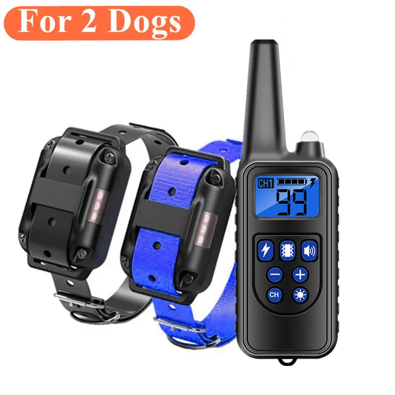 800m Rechargeable Dog Training Collar with LCD Display, Waterproof IP7, Vibration & Sound Modes for All Sizes