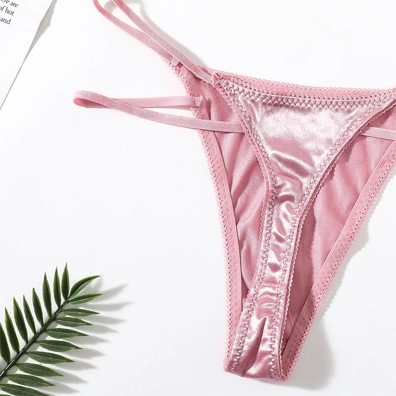 CowLost | product_id-2pcs-women-low-waist-satin-g-string-thongs-solid-color-sexy-panties |6