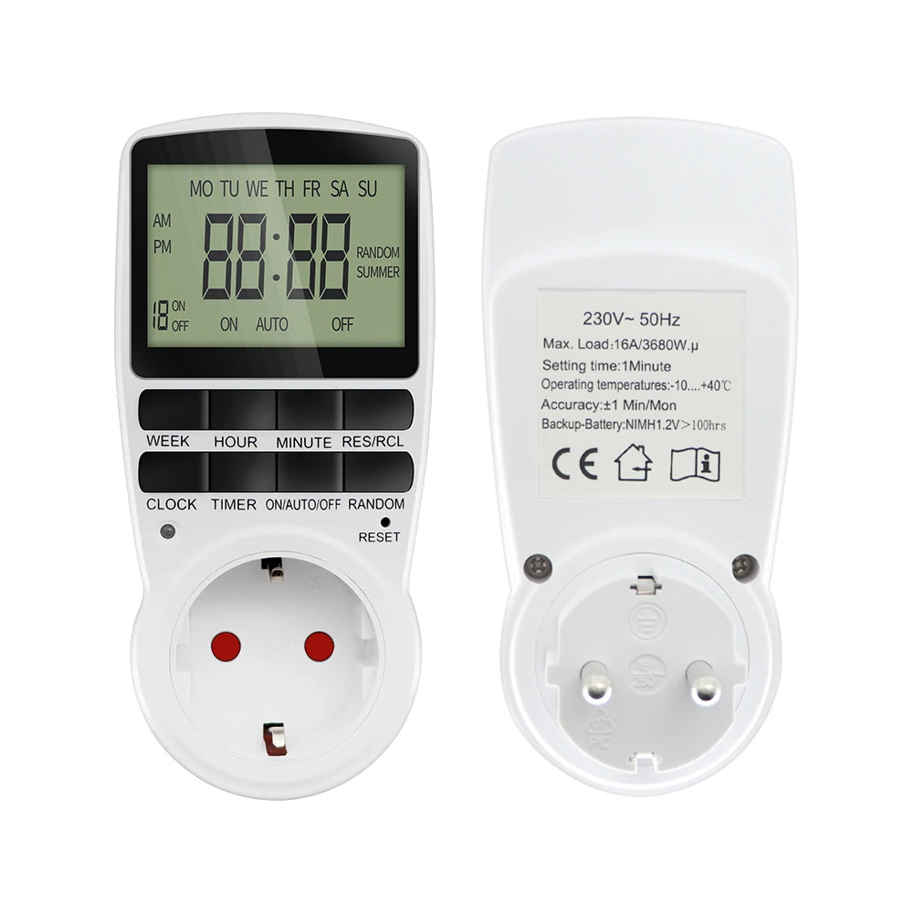 Electronic Digital Programmable Timer Switch Outlet EU/US/FR/UK/AU Plug 110V-220V