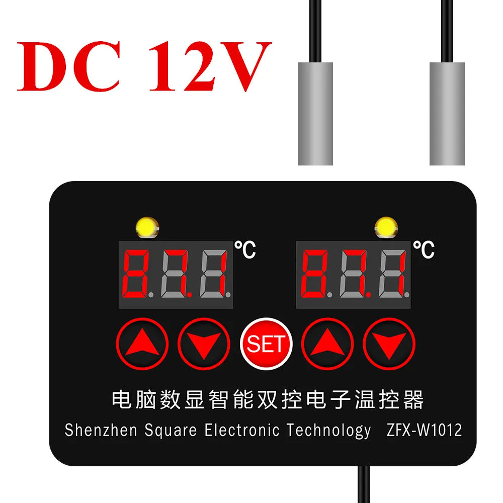 ZFX-W1012 Digital Thermostat Temperature Controller 220V 12V 24V Two Relay Output 10A Heat Cool