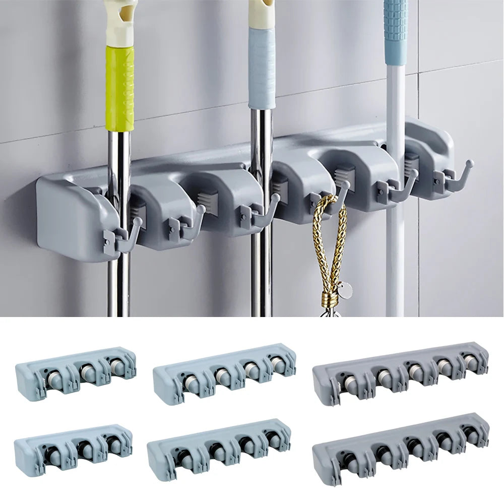 CowLost | product_id-wall-mounted-plastic-mop-holder-broom-hook-3-4-5-position-organizer-rack |9