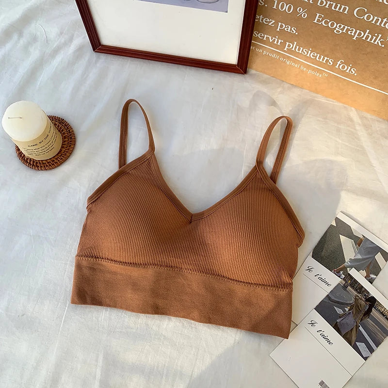 CowLost | women-tube-top-seamless-bra-crop-top-solid-color-sports-sexy-lingerie-active-bra-tops-underwear-with-removable-pads |8