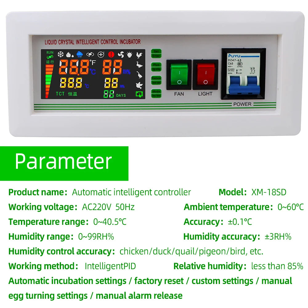 XM-18 Mini Digital Automatic Egg Incubator Control System Poultry Egg Hatcher Thermostat