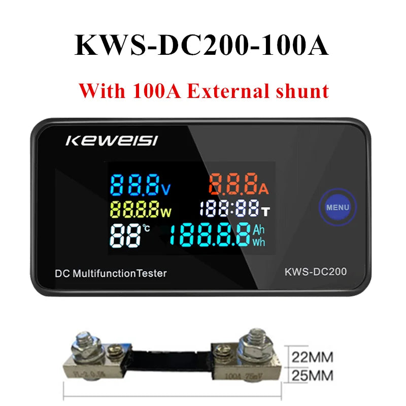 KWS DC-200 Digital Voltmeter Ammeter 0-200V 0-100A LED Wattmeter with Reset Function