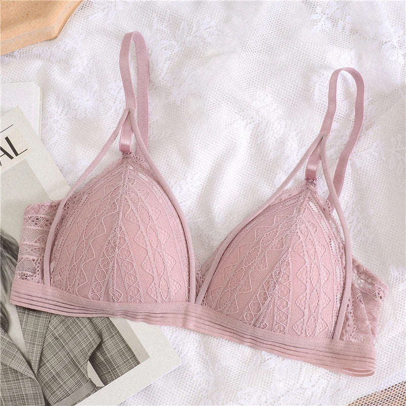 CowLost | product_id-floral-lace-wire-free-push-up-bra-with-light-pads-for-women |2