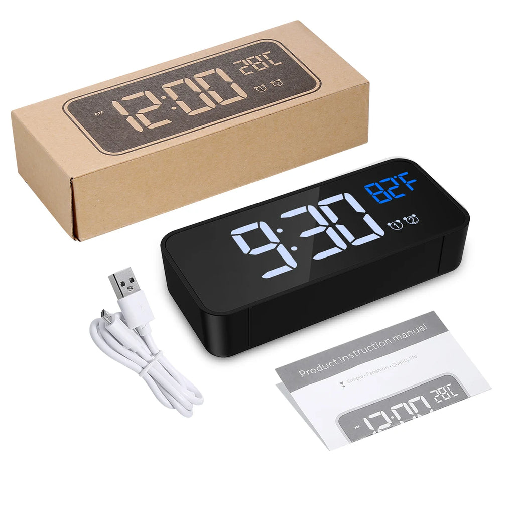 ORIA Digital LED Alarm Clock with Music, Snooze, Temperature, Voice Control, and Backlight