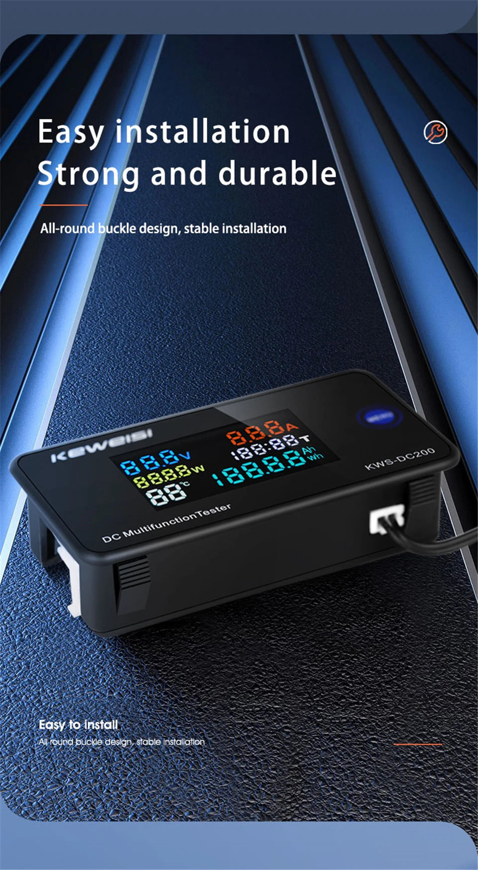 KWS DC-200 Digital Voltmeter Ammeter 0-200V 0-100A LED Wattmeter with Reset Function