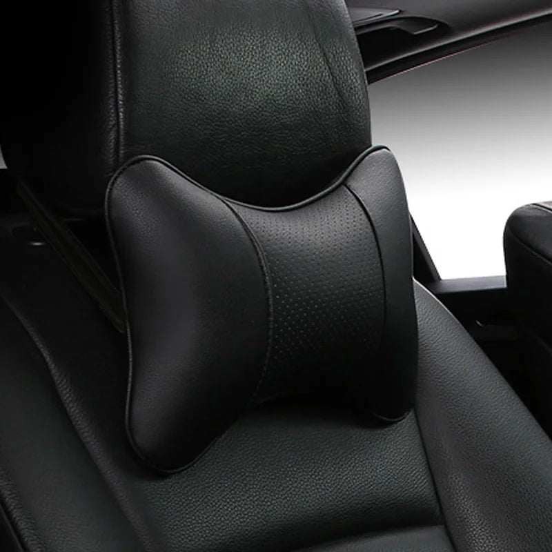 CowLost | coffee-product_id-universal-car-neck-pillow-pu-leather-headrest-cushion-black-red-easy-install-clean |1