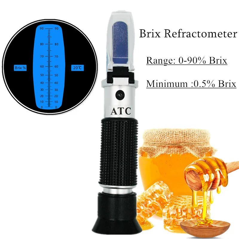 0-90% Brix Sugar Refractometer with ATC for Fruit Juice and Liquid Measurement