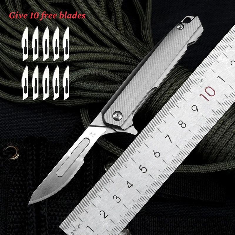 CowLost | tools-upgrade-titanium-alloy-folding-scalpel-with-replaceable-blades |7