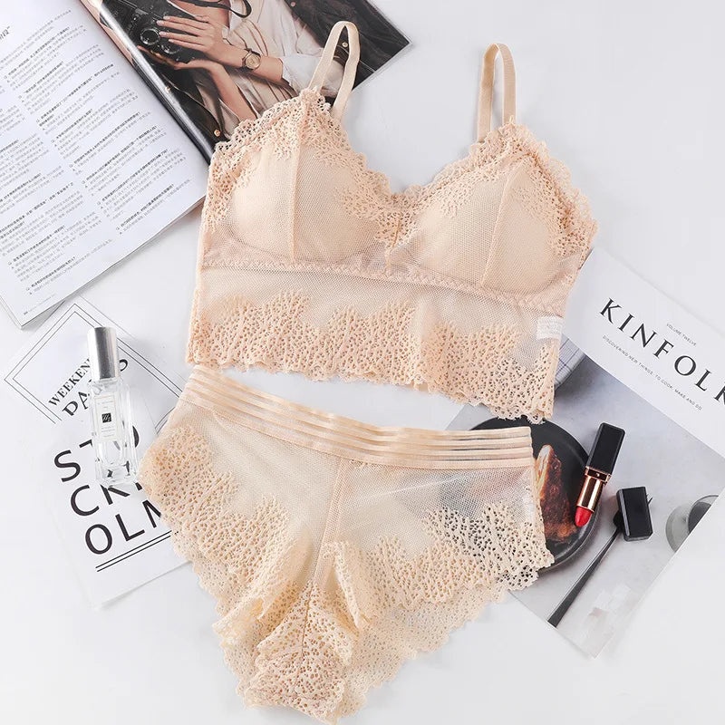 CowLost | product_id-women-lace-wireless-backless-bra-and-brief-set-sexy-lingerie-crop-top |7