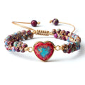 CowLost | badge-pass-holders-natural-stone-heart-shape-charm-bracelet-unisex-adjustable |29