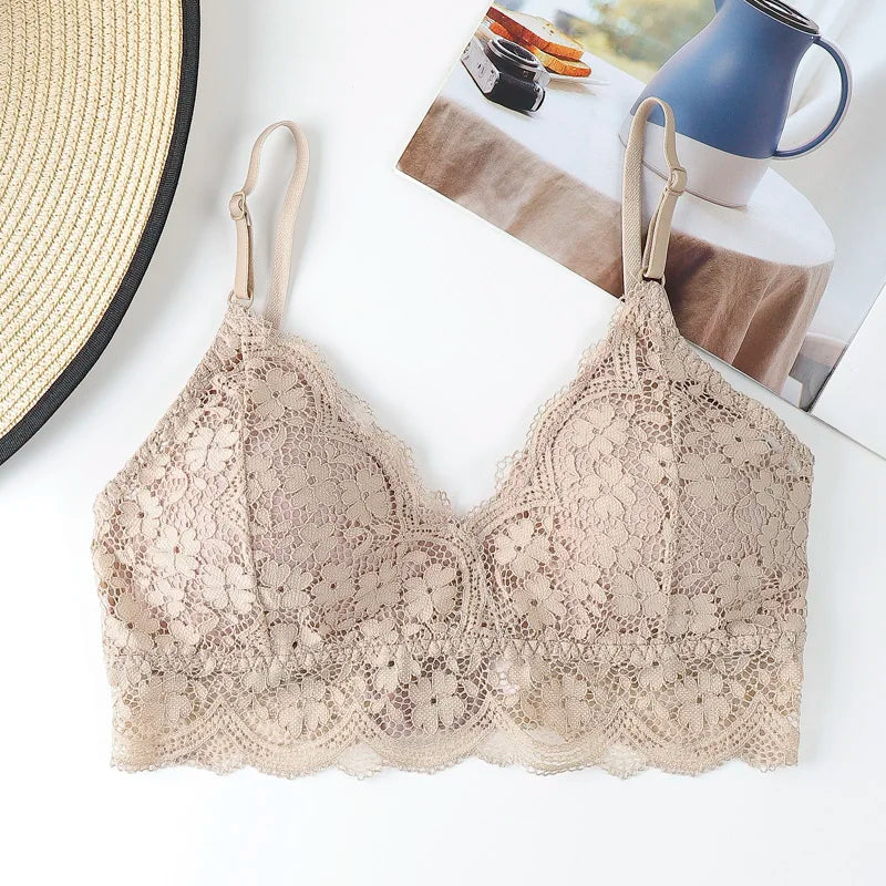CowLost | floral-lace-bras-for-women-bralette-lace-underwear-sexy-lingerie-beauty-back-wire-free-brassiere-female-push-up-bra |14