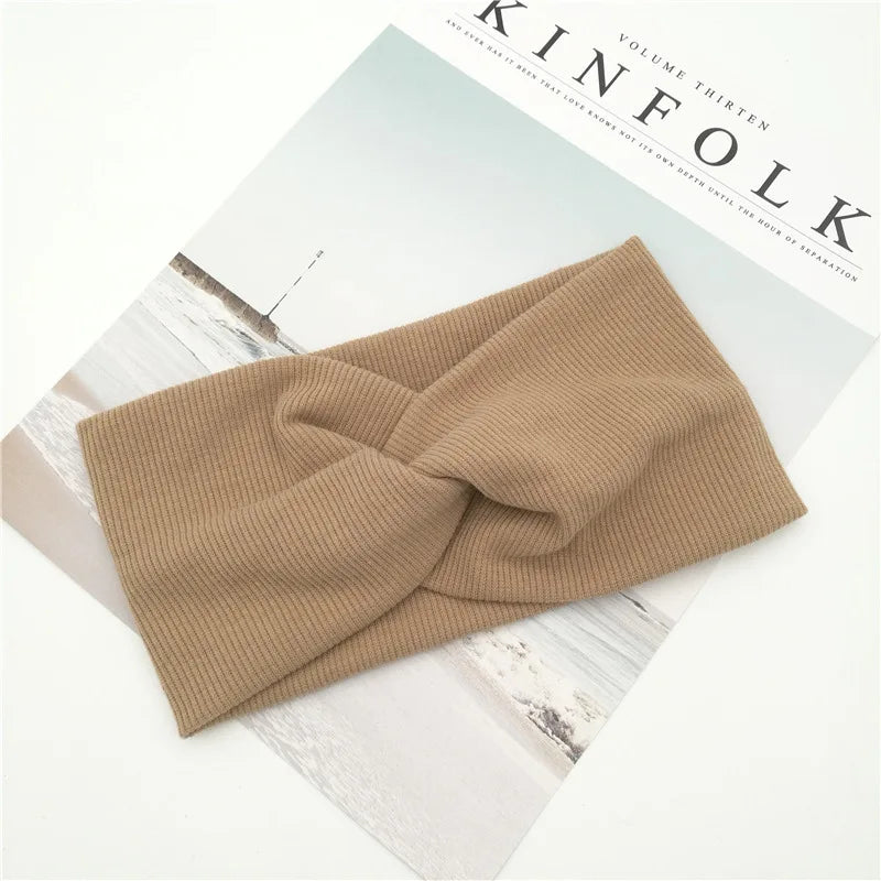 CowLost | women-knitting-cross-knot-woolen-warm-headbands |30