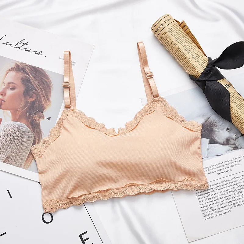 CowLost | product_id-seamless-wireless-lace-trim-tube-top-bralette-crop-top-for-women |11