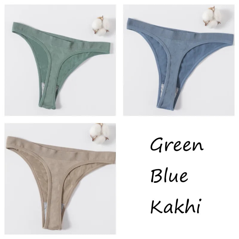 CowLost | product_id-3pcs-women-high-rise-seamless-brazilian-g-string-thong-panties-m-xl |30