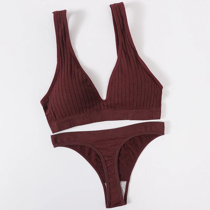 CowLost | product_id-womens-seamless-wirefree-v-neck-bra-high-waist-panties-set |27