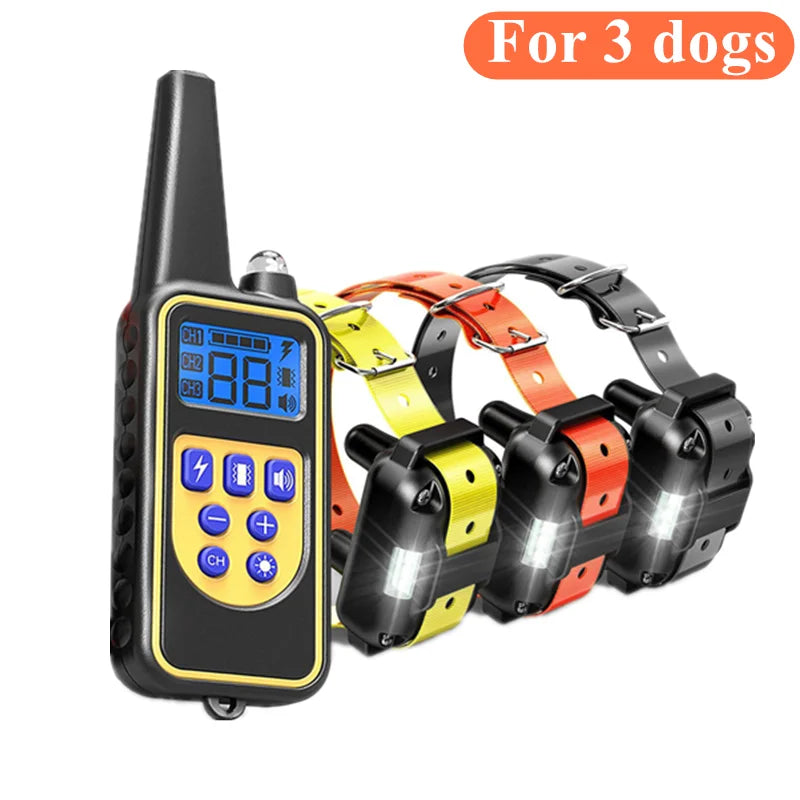 Waterproof Electric Dog Training Collar with Remote Control Rechargeable Anti-Bark Device for All Sizes
