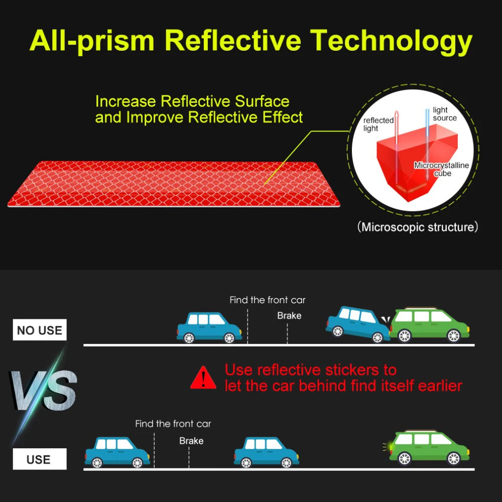 CowLost | 5pcs-set-car-reflectante-reflector-sticker-90-5-car-body-trunk-exterior-auto-accessories-reflex-exterior-warning-reflective-tape |10