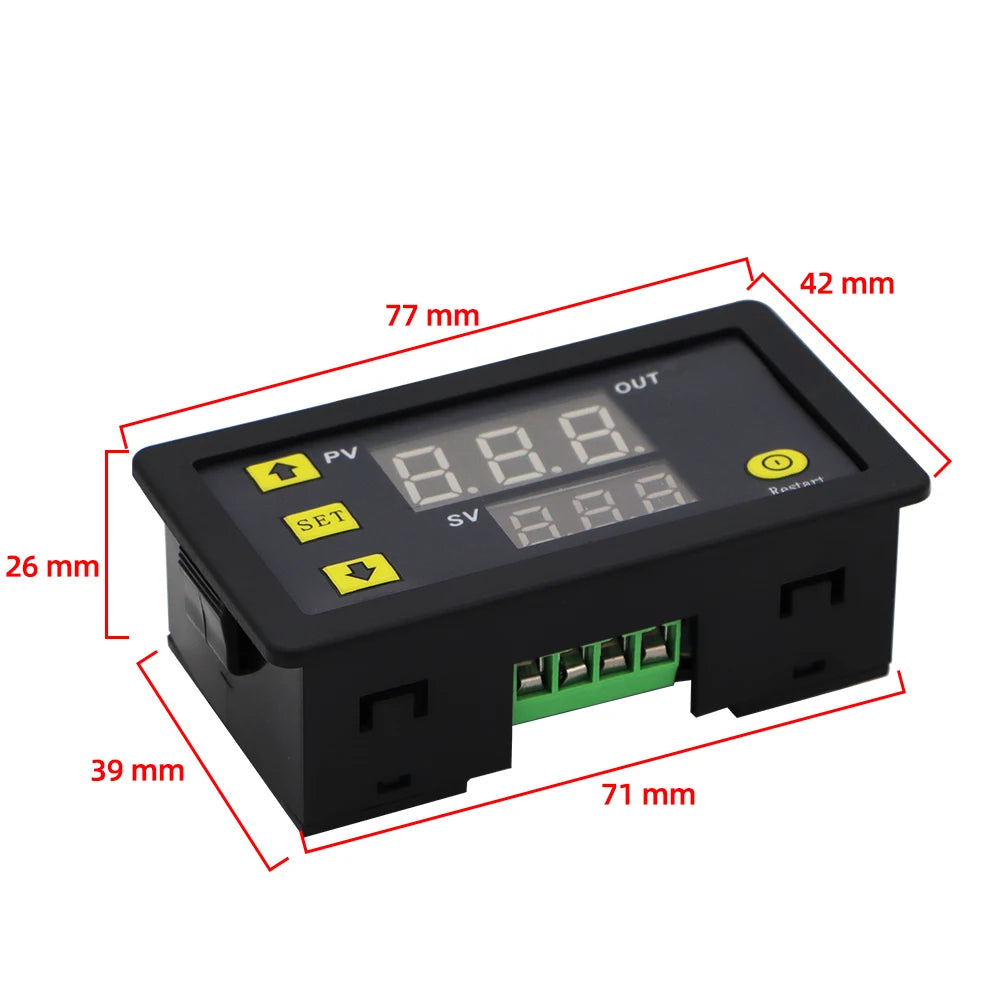 W3230 Digital Temperature Controller Thermostat 12V/24V/AC110-220V LED Display Waterproof Heat/Cool Control