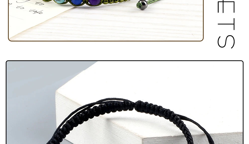 CowLost | badge-pass-holders-handmade-adjustable-7-chakra-natural-stone-beads-bracelet-6mm |15