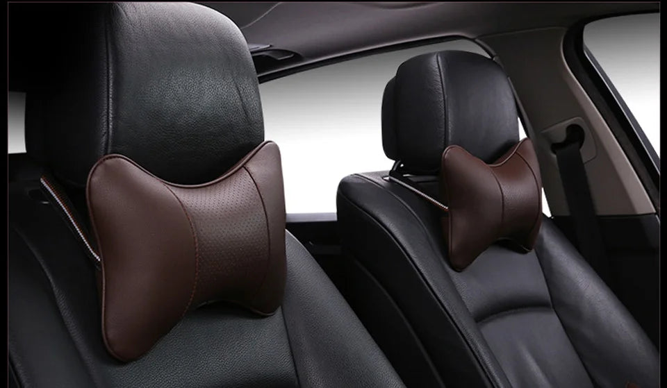 CowLost | coffee-product_id-universal-car-neck-pillow-pu-leather-headrest-cushion-black-red-easy-install-clean |14