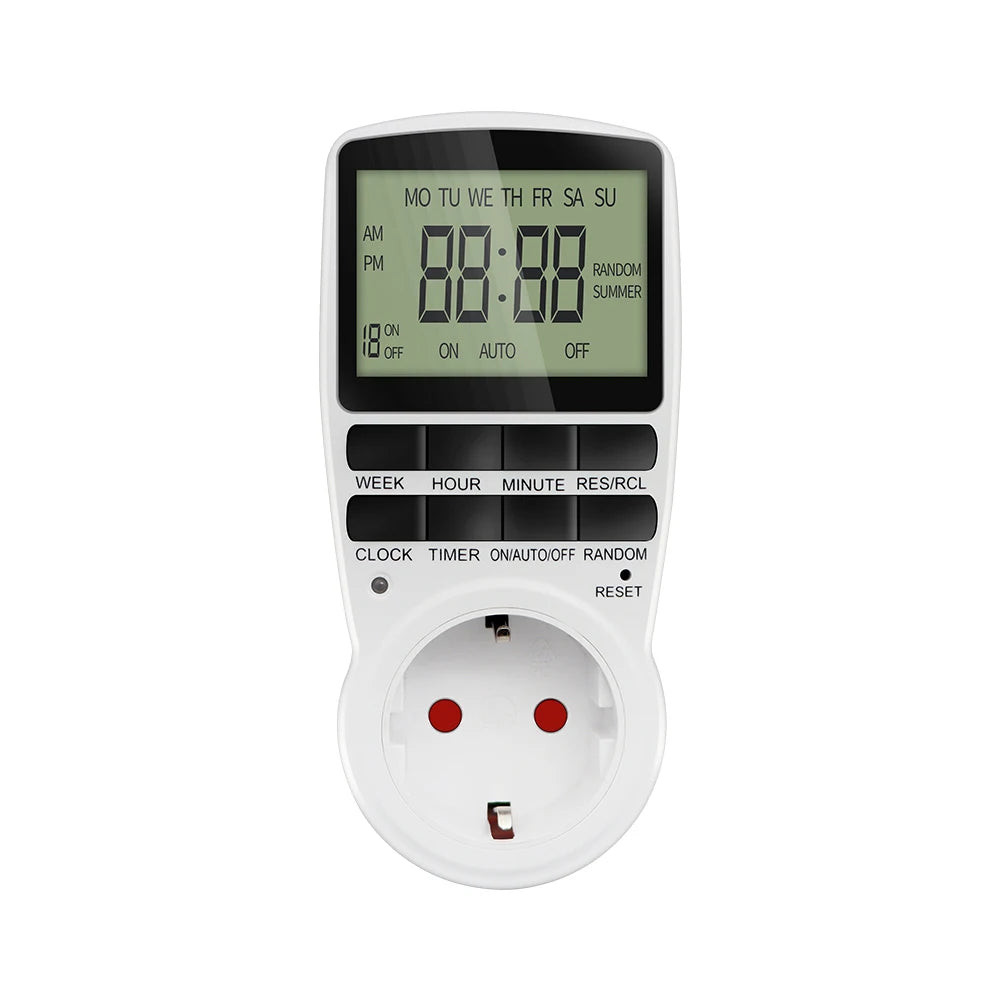 Electronic Digital Programmable Timer Switch Outlet EU/US/FR/UK/AU Plug 110V-220V