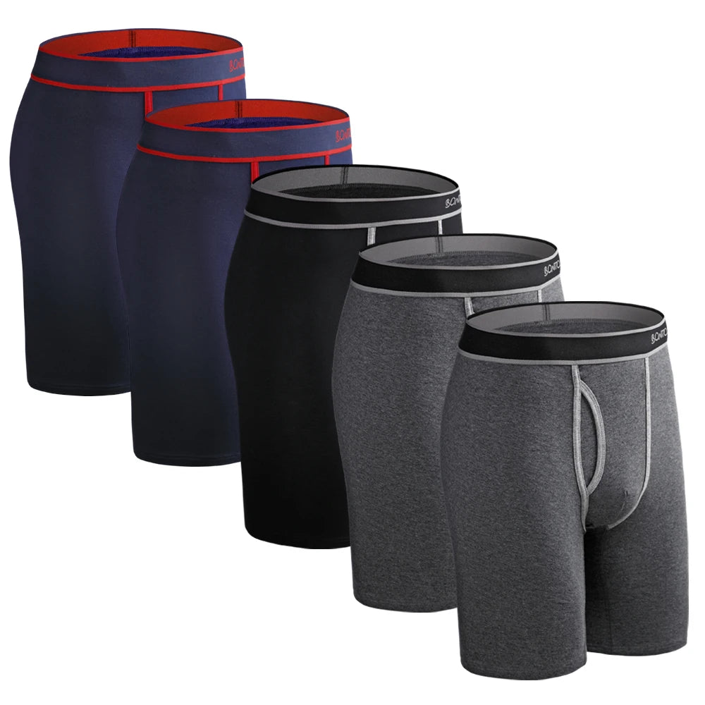 CowLost | activewear-pants-5pcs-mens-long-cotton-boxer-shorts-underwear |36