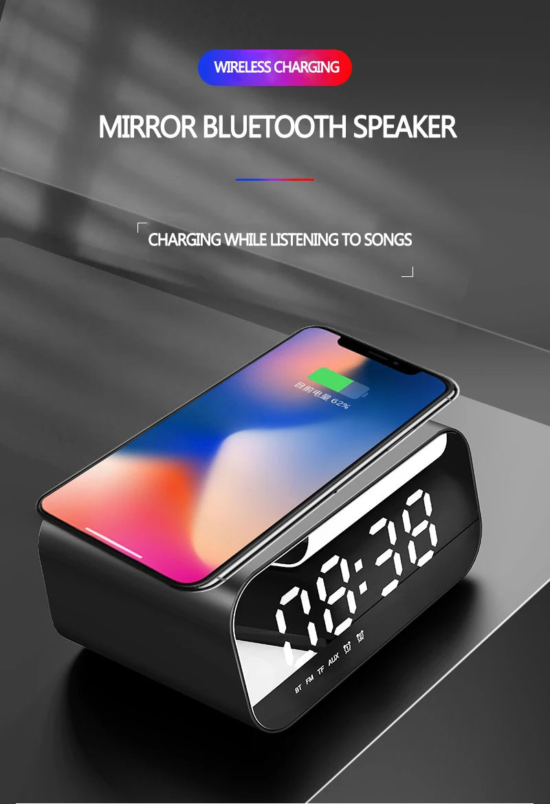 ORIA Digital Alarm Clock Bluetooth Speaker FM Radio Wireless USB Fast Charger