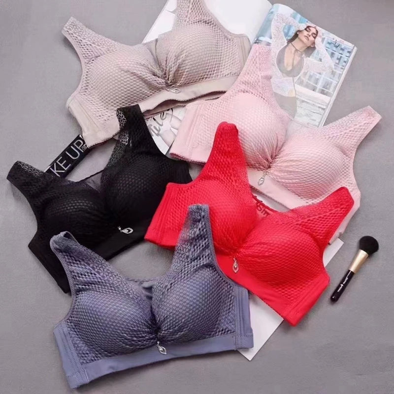 CowLost | product_id-sexy-lace-seamless-wire-free-push-up-bra-with-gather-support-anti-sagging-thin-molded-cups-large-size |1