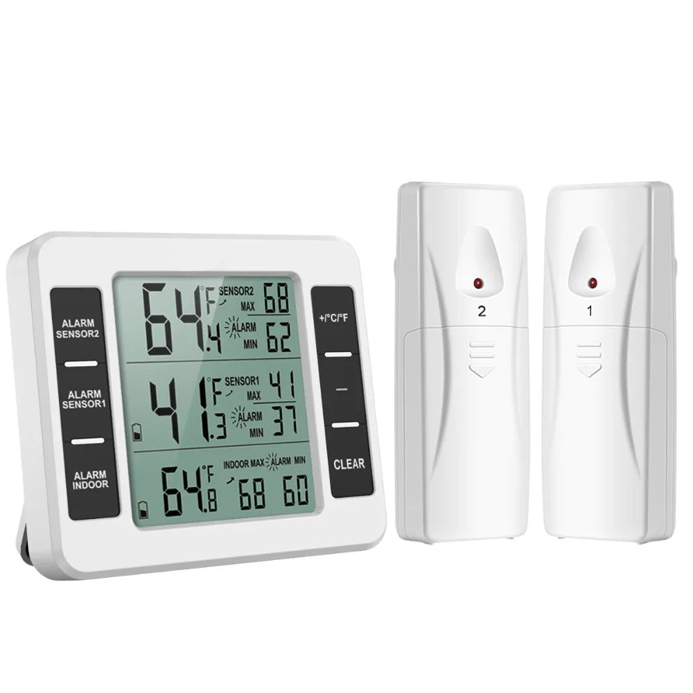 ORIA Digital Fridge Thermometer with 2 Sensors Wireless Indoor Freezer Thermometer