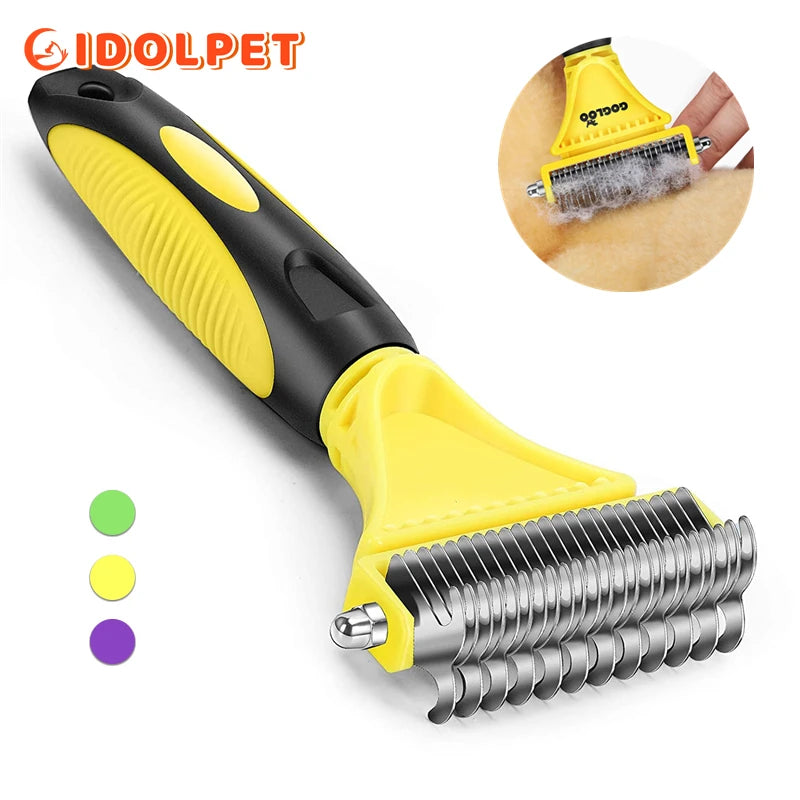 CowLost | pet-beds-pets-stainless-steel-two-sided-grooming-brush-for-shedding-and-dematting |8