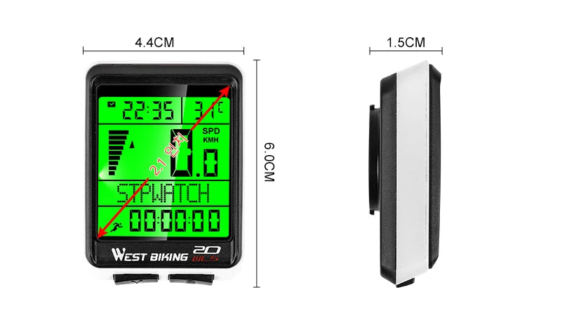 CowLost | west-biking-led-waterproof-bicycle-computer-wireless-5-language-cycling-bike-odometer-stopwatch-speedometer-2-1in-bike-computer |9