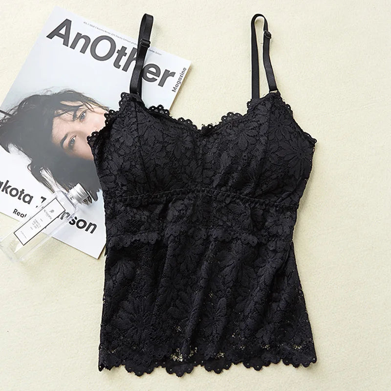 CowLost | product_id-womens-floral-lace-non-wire-bralette-with-adjustable-straps-and-removable-pads |14
