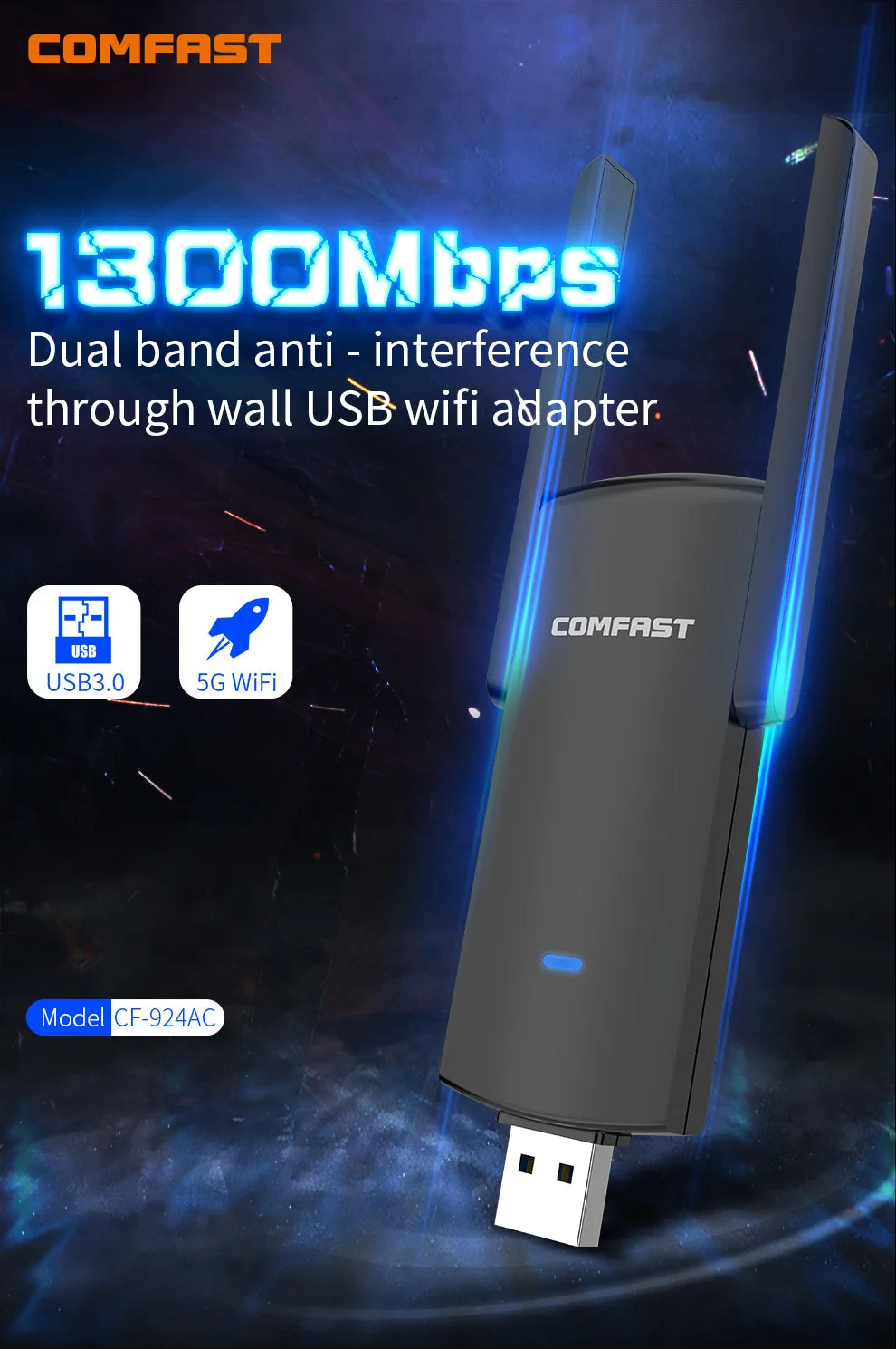 CowLost | comfast-gigabit-wifi-adapter-1300mbps-2-4g-5ghz-antenna-usb3-0 |2