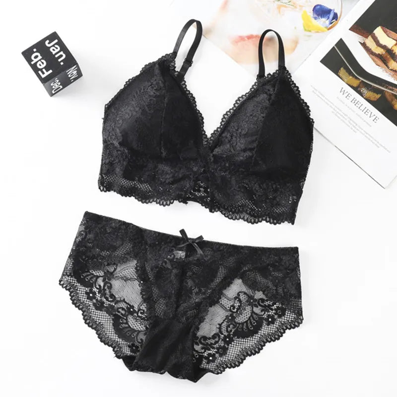 CowLost | product_id-women-lace-push-up-bra-and-brazilian-panties-lingerie-set |32