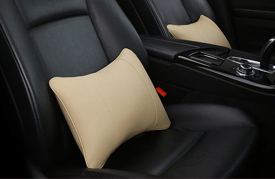 CowLost | coffee-product_id-universal-car-neck-pillow-pu-leather-headrest-cushion-black-red-easy-install-clean |17