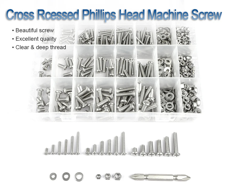 CowLost | nindejin-541-721pcs-cross-round-head-screw-assortment-kit |6